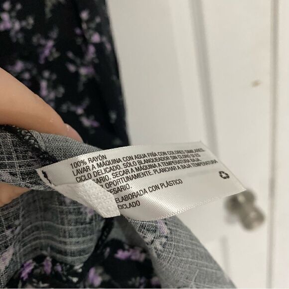 Wild Fable Dainty Floral Rayon Off the Shoulder Button Front Mini Dress Sz Small - Picture 4 of 8